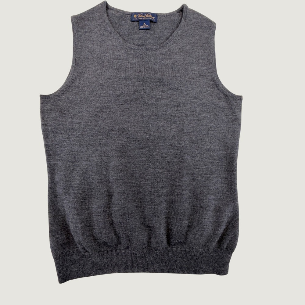 Brooks Brothers Womens Gray Extra Fine Italian Merino Wool‎ Sweater Vest Size M